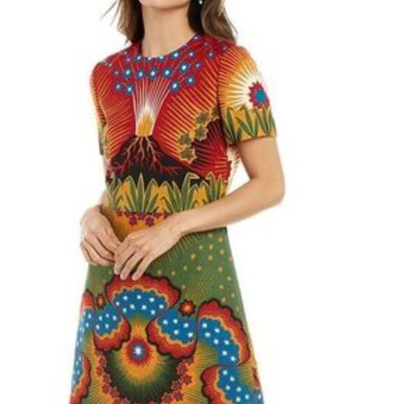 Valentino Volcano Dress 2016 Runway Faux Fur Hem US Size 8 - Picture 2 of 5